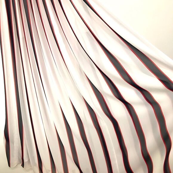 W by Worth Black White Red Vertical Flowy Stripe Maxi Tank Statement Dress - Picture 10 of 16